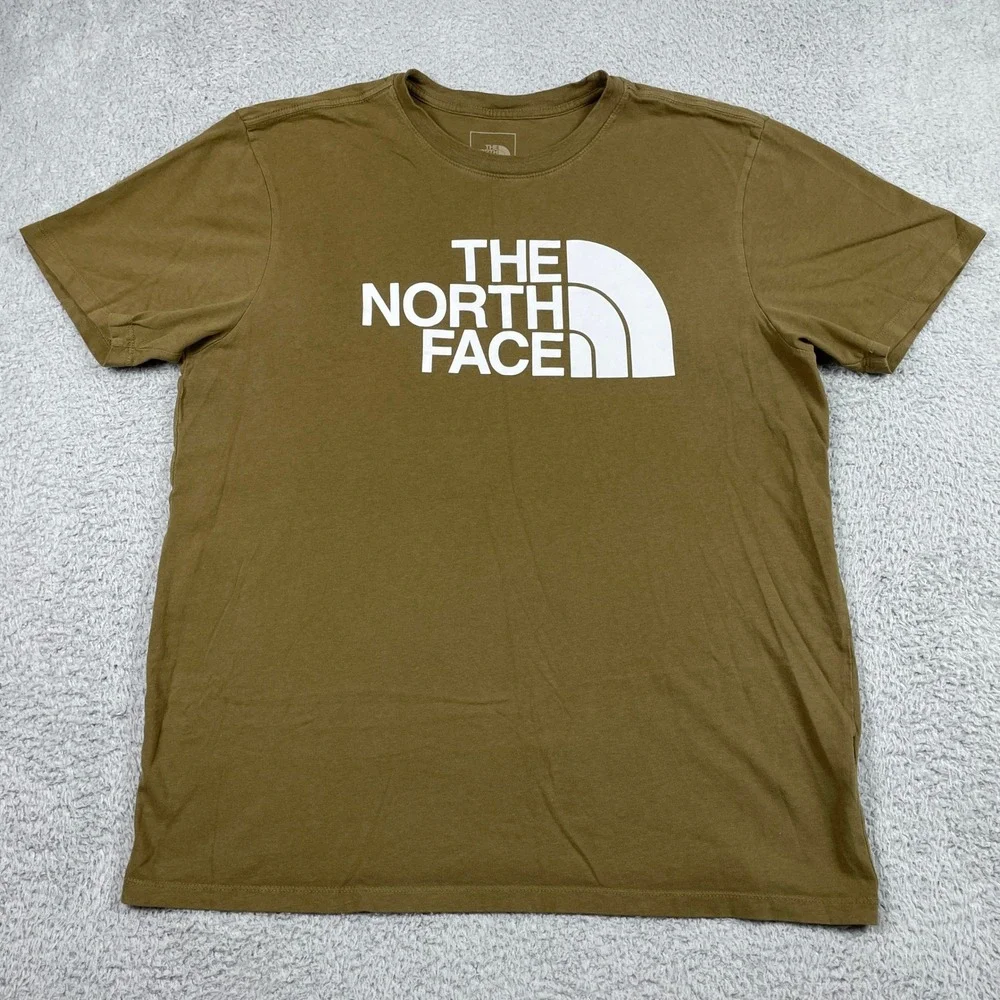 The North Face Half Dome Logo T-Shirt Mens Large Brown Short Sleeve Cotton